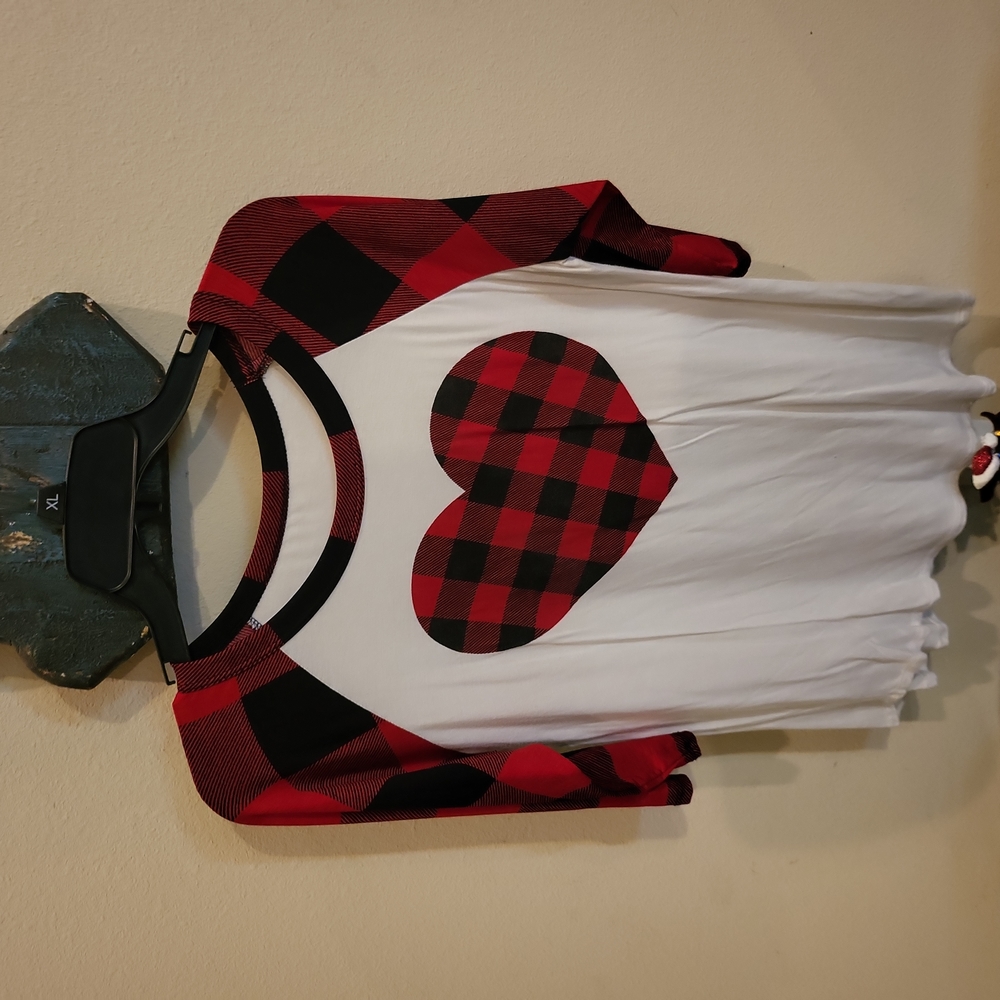 Ladies Buffalo plaid heart shirt